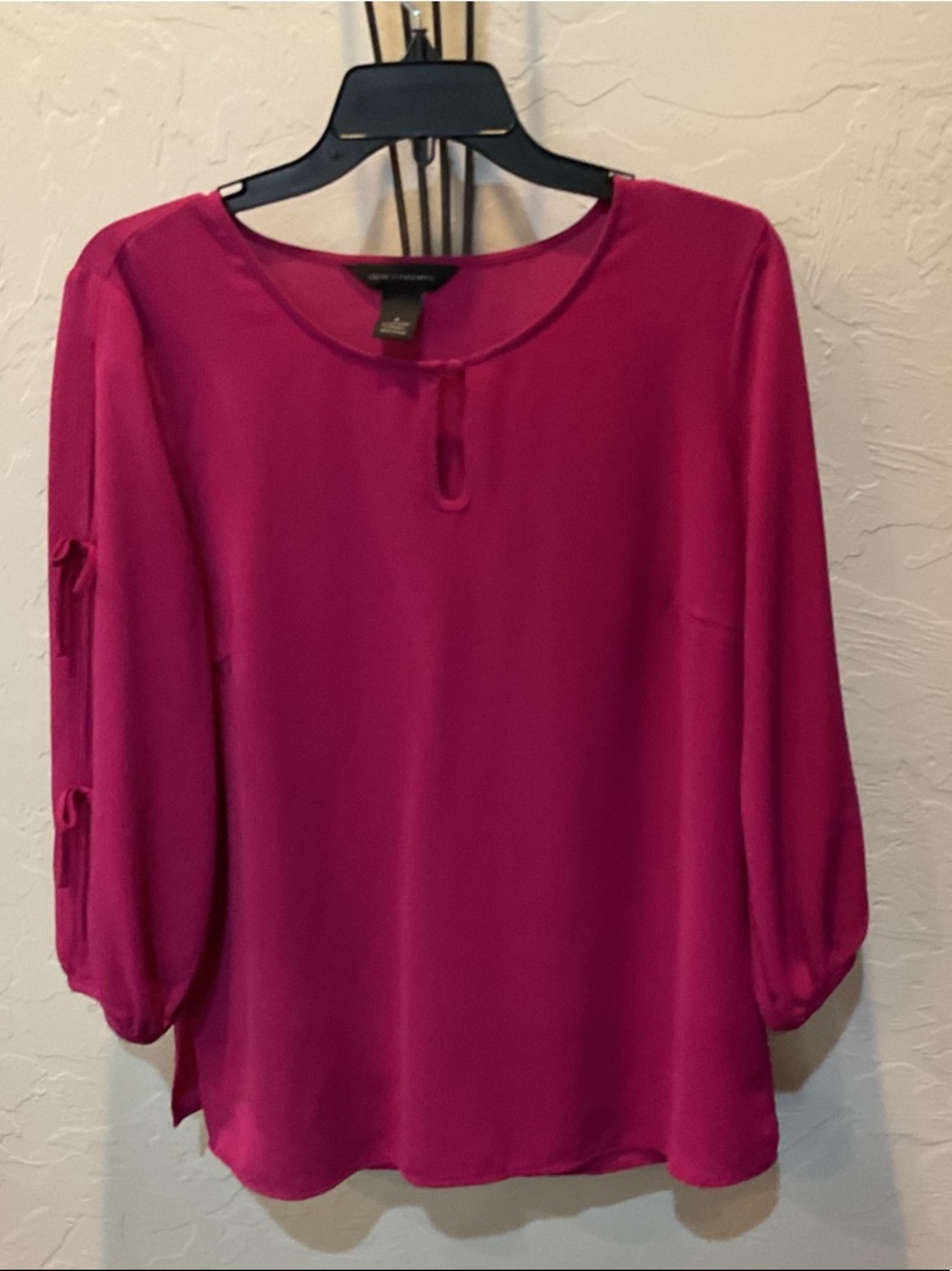 Investments Magenta Tie-Sleeve Scoop Neck Blouse